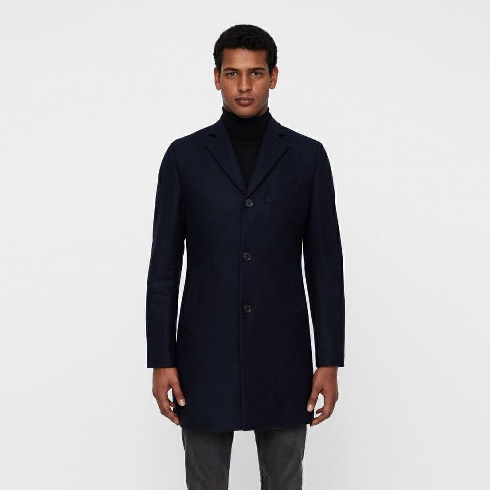NWOT J.Lindeberg Wolger Compact Melton Wool Coat JL Navy